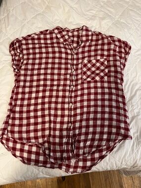 True Craft Red & White Gingham Button-Down Top